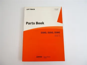 Doosan D 20 25 30 G Lift Truck Parts list book Ersatzteilliste 2007