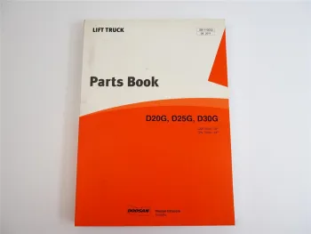 Doosan D 20 25 30 G Lift Truck Parts list book Ersatzteilliste 2011