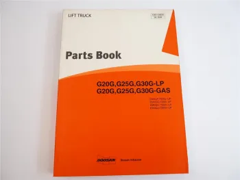 Doosan G 20 25 30 G LP GAS Lift Truck Parts list book Ersatzteilliste 2008