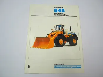 Dresser 545 Radlader Payloader Prospekt mit technischen Daten 1986