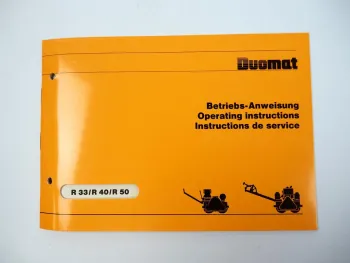 Duomat R 33 40 50 Walze Bedienungsanleitung Operating instructions 1984