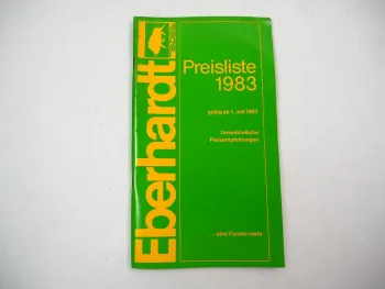 Eberhardt Produktprogramm Bodenbearbeitung Pflüge Eggen Preisliste 1983