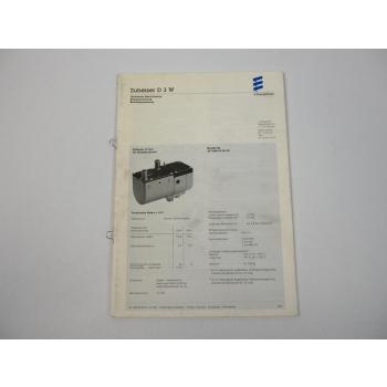 Eberspächer D3W Zuheizer Technische Beschreibung Einbau Betriebsanleitung 1995