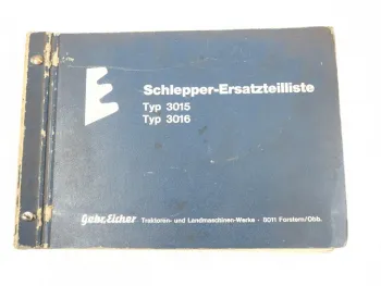 Eicher 3015 3016 Königstiger 2 Ersatzteilliste Ersatzteilkatalog A 1969