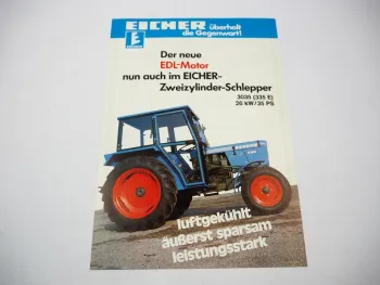 Eicher 3035 335E Schlepper mit Motor Zweizylinder EDL Prospekt 1980er Jahre