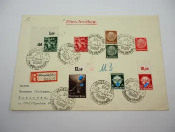 Einschreiben mit Briefmarken Stempel Königsberg Ostpreußen Deutsche Ostmesse 1939