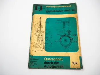 Einstelldaten Europäische PKW 1964 1965 Reparaturanleitung Bucheli 107