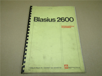 Epple Blasius 2600 Bedienungsanleitung Ersatzteilliste 1974