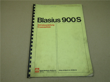 Epple Blasius 900S Bedienungsanleitung Ersatzteilliste