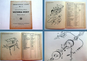 Ersatzteilkatalog Victoria Vicky FM38L 38ccm Fahrradmotor Ersatzteilliste 1952