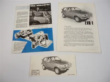 EVR-1 Electric Vehicle Elektroauto England 2x Prospekt Brochure 1970er Jahre