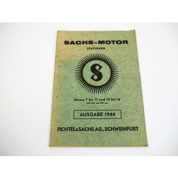 F&S Sachs Stamo 7 10 13 8 11 14 9 16 15 Stationär Motoren Ersatzteilliste 1944