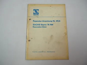 F&S Sachs Stamo 76 RM Motor für Rasenmäher Werkstatthandbuch Reparatur 1966