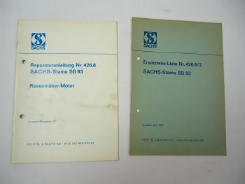 F&S Sachs Stamo SB93 Motor Rasenmäher Werkstatthandbuch Ersatzteilliste 1971/73