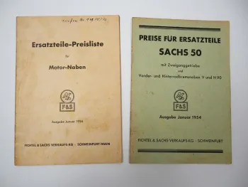 F&S Sachs V H 90 100 125 150 HG115 Naben Moped Ersatzteilliste Preisliste 1954