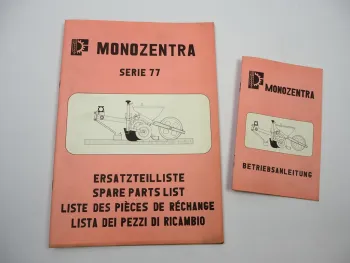 Fähse Monozentra Serie 77 Sämaschine Betriebsanleitung Ersatzteilliste