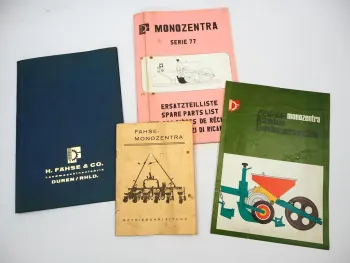 Fähse Monozentra Serie 77 Sämaschine Betriebsanleitung Ersatzteilliste Prospekt