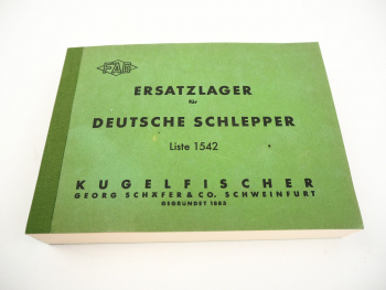 FAG Ersatzlager für Deutsche Schlepper Ersatzteilliste 1542 Kugelfischer 1956