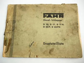 Fahr D12 D17 D17H D22P D22PH Ersatzteilliste Ersatzteilkatalog 1953