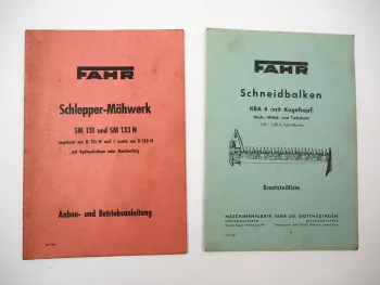 Fahr D131 W L Schlepper Mähwerk SM131 SM133N Anbau Betriebsanleitung 1960