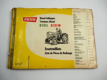Fahr D131L D131W Dieselschlepper Ersatzteilliste Ersatzteilkatalog 1961