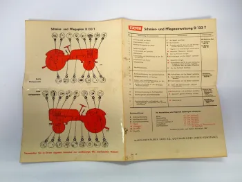 Fahr D133 T Schlepper Schmierplan Wartungsplan 1959