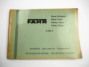 Fahr D180H Dieselschlepper AKD112Z Motor Ersatzteilliste Ersatzteilkatalog 1955