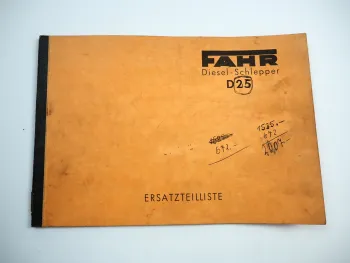 Fahr D25 Dieselschlepper Ersatzteilliste Ersatzteilkatalog 1951