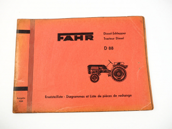 Fahr D88 Dieselschlepper Ersatzteilliste Liste de pieces 1958