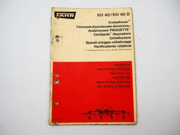 Fahr KH 40 40D Kreiselheuer Ersatzteilliste Ersatzteilkatalog Parts List 1969