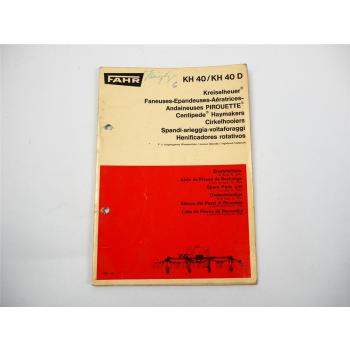 Fahr KH 40 40D Kreiselheuer Ersatzteilliste Liste de Pieces de Rechange 1969