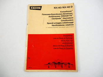 Fahr KH 40 40D Kreiselheuer Ersatzteilliste Spare parts List 1969