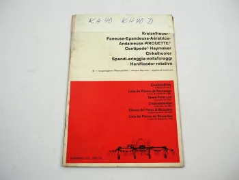 Fahr KH 40 40D Kreiselheuer Ersatzteilliste Spare Parts List 1974