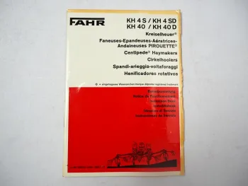 Fahr KH 4S 4SD 40 40D Kreiselheuer Betriebsanleitung Bedienungsanleitung 1973