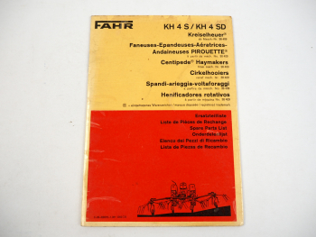 Fahr KH 4S 4SD Kreiselheuer Ersatzteilliste Spare parts List 1972