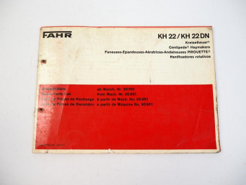 Fahr KH22 DN Kreiselheuer Ersatzteilliste Spare Parts List 1977