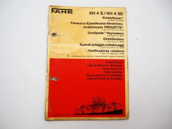 Fahr KH4 S SD Kreiselheuer Ersatzteilliste Ersatzteilkatalog 1972