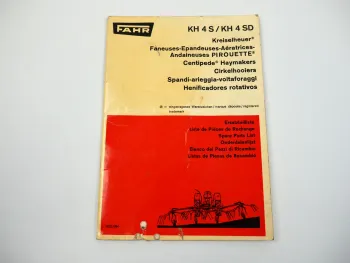 Fahr KH4S KH4SD Kreiselheuer Ersatzteilliste 4/1969