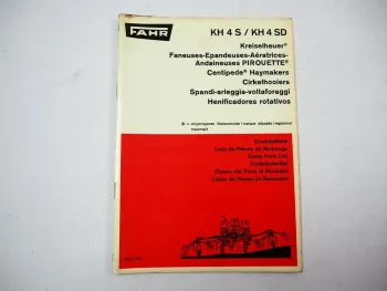 Fahr KH4S KH4SD Kreiselheuer Ersatzteilliste Ersatzteilkatalog 1969