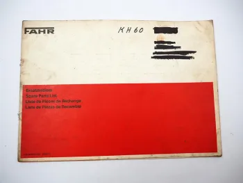 Fahr KH60 Kreiselheuer Ersatzteilliste Ersatzteilkatalog 1977