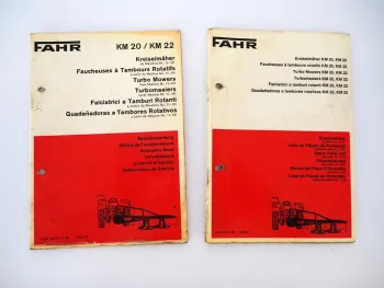 Fahr KM20 KM22 Kreiselmäher Betriebsanleitung Ersatzteilliste 1971/72