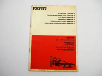 Fahr KM20 KM22 Kreiselmäher Ersatzteilliste Ersatzteilkatalog 1973