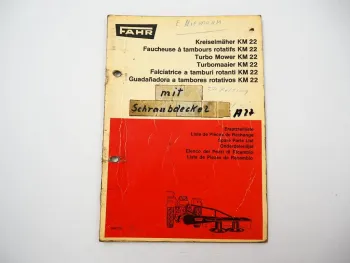 Fahr KM22 Kreiselmäher Ersatzteilliste Ersatzteilkatalog 1970