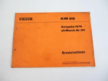 Fahr KM25 Mähwerk Ersatzteilliste Spare Parts List 1976
