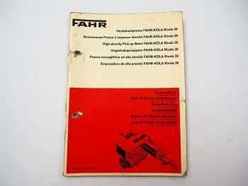 Fahr Köla Rivale 20 Hochdruckpresse Ersatzteilliste Ersatzteilkatalog 1971
