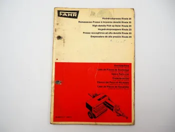 Fahr Köla Rivale 20 Hochdruckpresse Ersatzteilliste Ersatzteilkatalog 2/1971