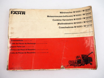 Fahr M1000 M1200 Mähdrescher Ersatzteilliste Spare Parts List 1972