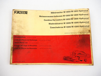 Fahr M1300 Hydromat Mähdrescher Ersatzteilliste Spare Parts List 1975