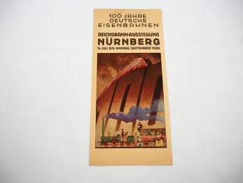 Faltprospekt Reichsbahn Ausstellung Nürnberg September 1935 100 Jahre Eisenbahn