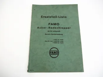 Famo XL Ackerradschlepper 42 PS Ersatzteilkatalog Ersatzteilliste ca. 1942